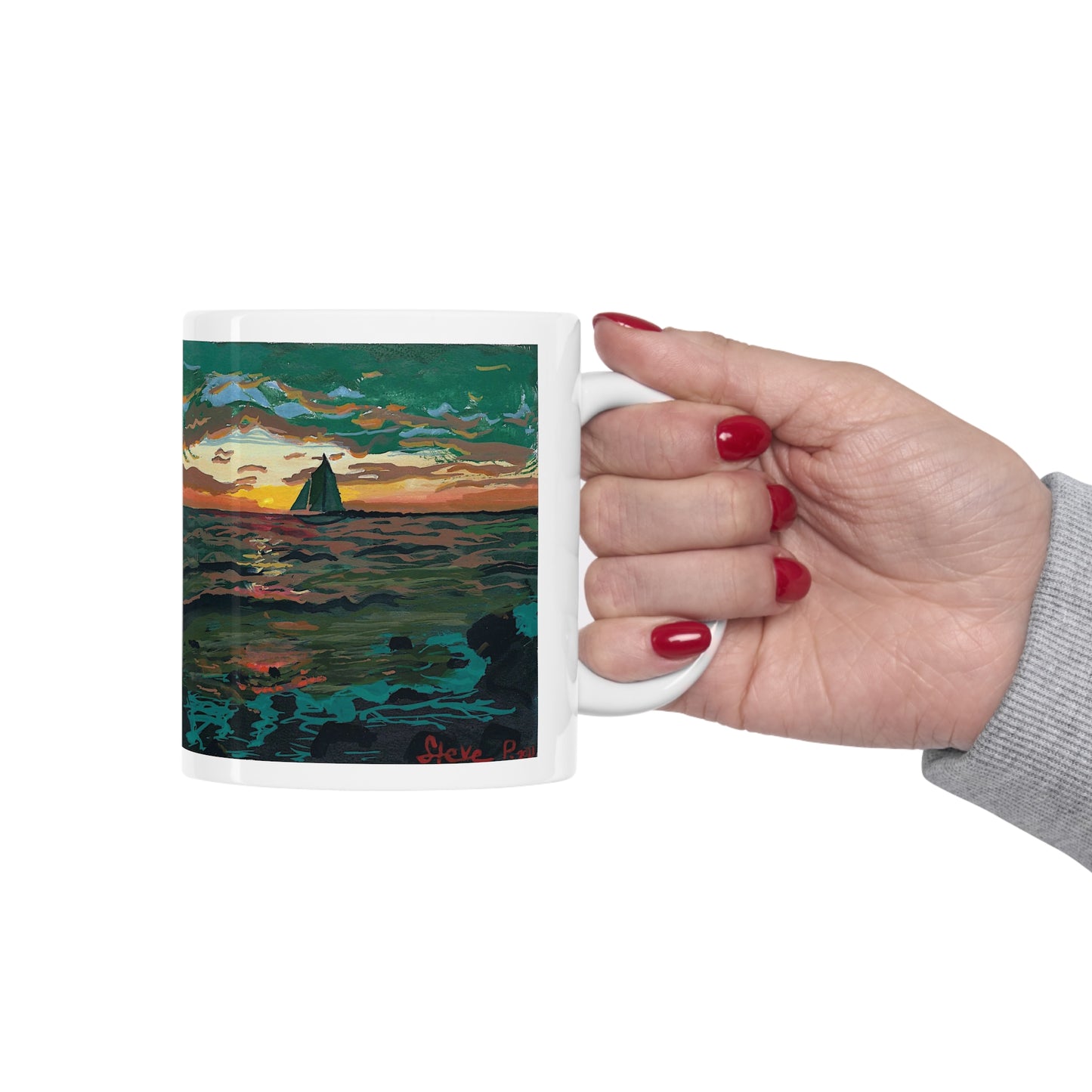 sunset at sea mug