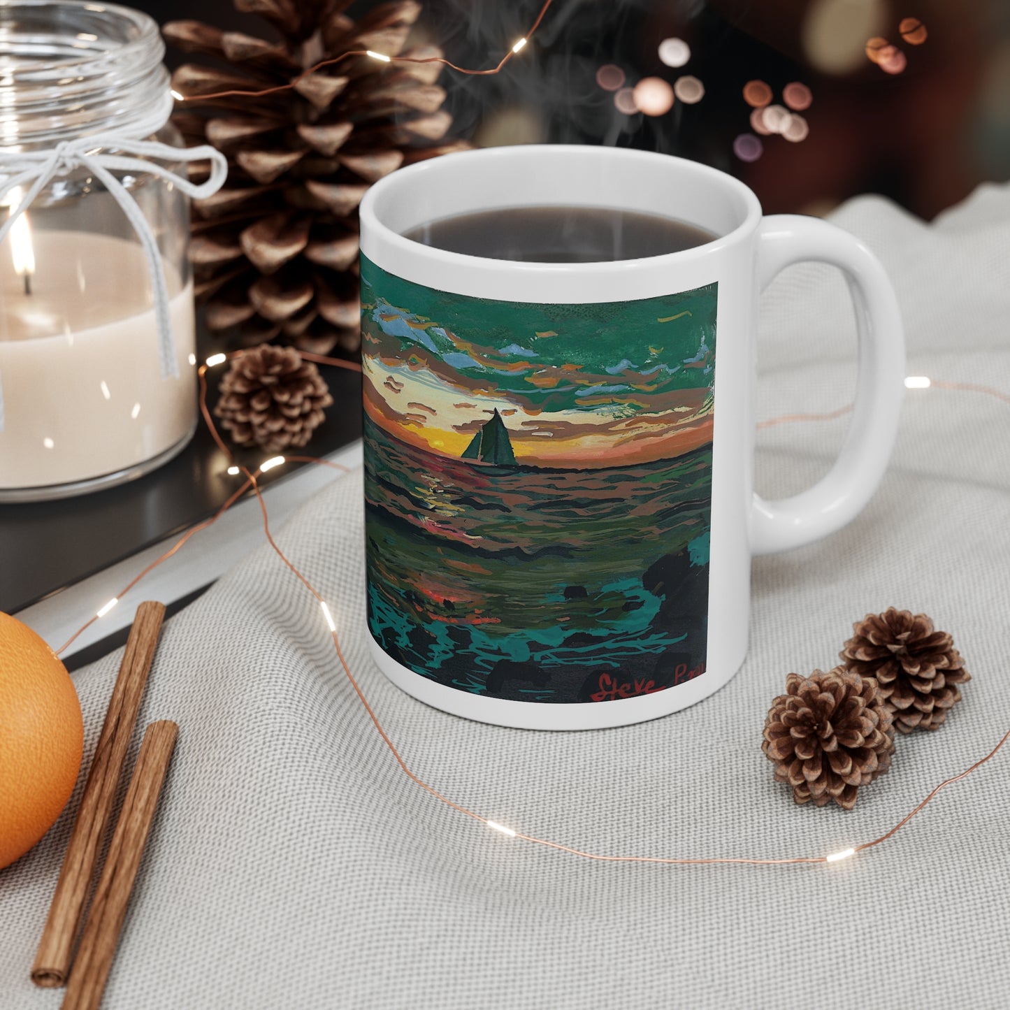 sunset at sea mug
