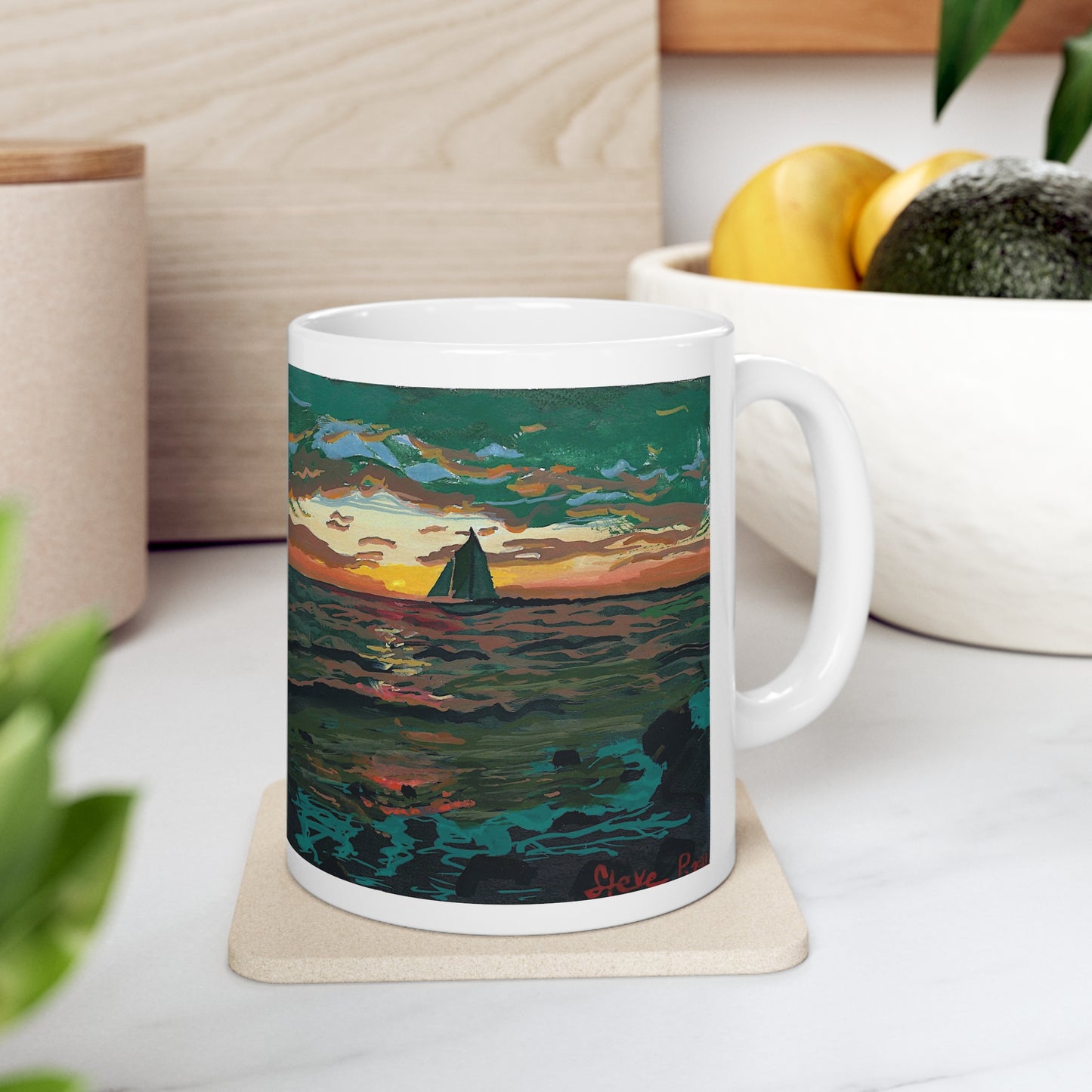 sunset at sea mug