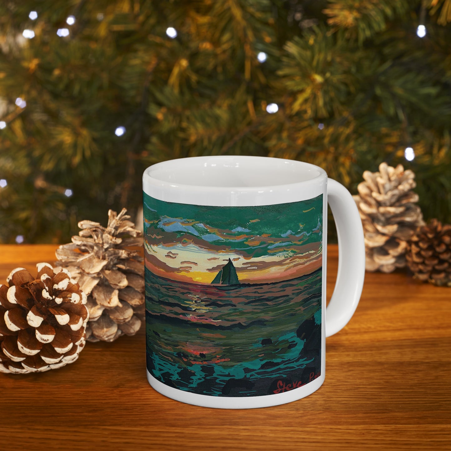 sunset at sea mug
