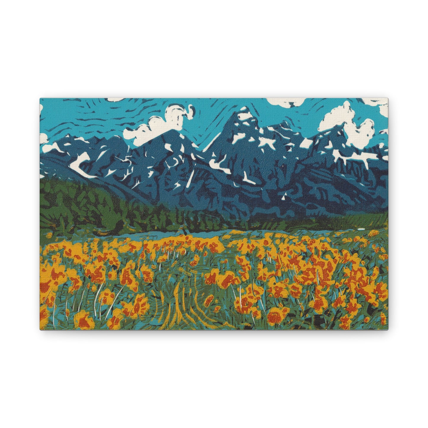 Wildflowers Reduction Print, 12" x 8" Canvas Stretched