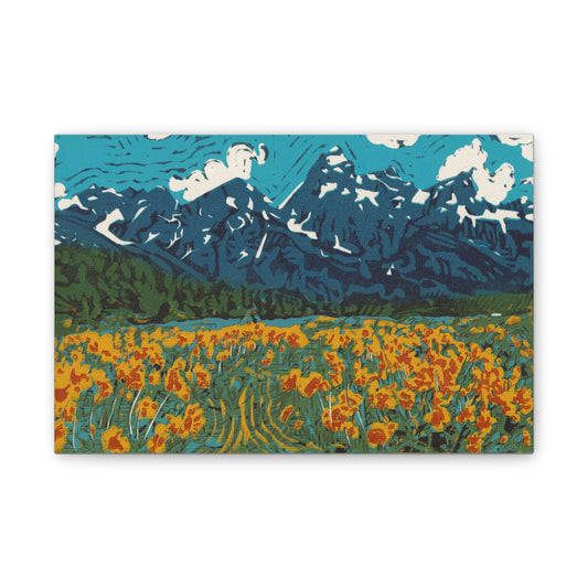 Wildflowers Reduction Print, 12" x 8" Canvas Stretched