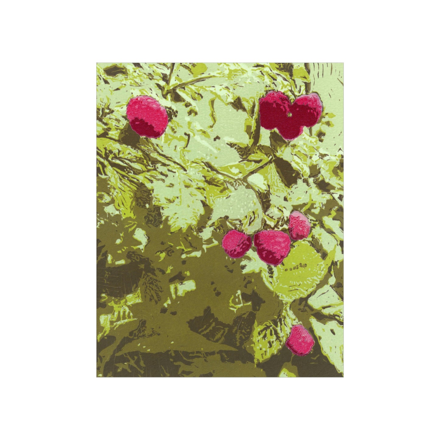 Raspberries Relief Print Poster