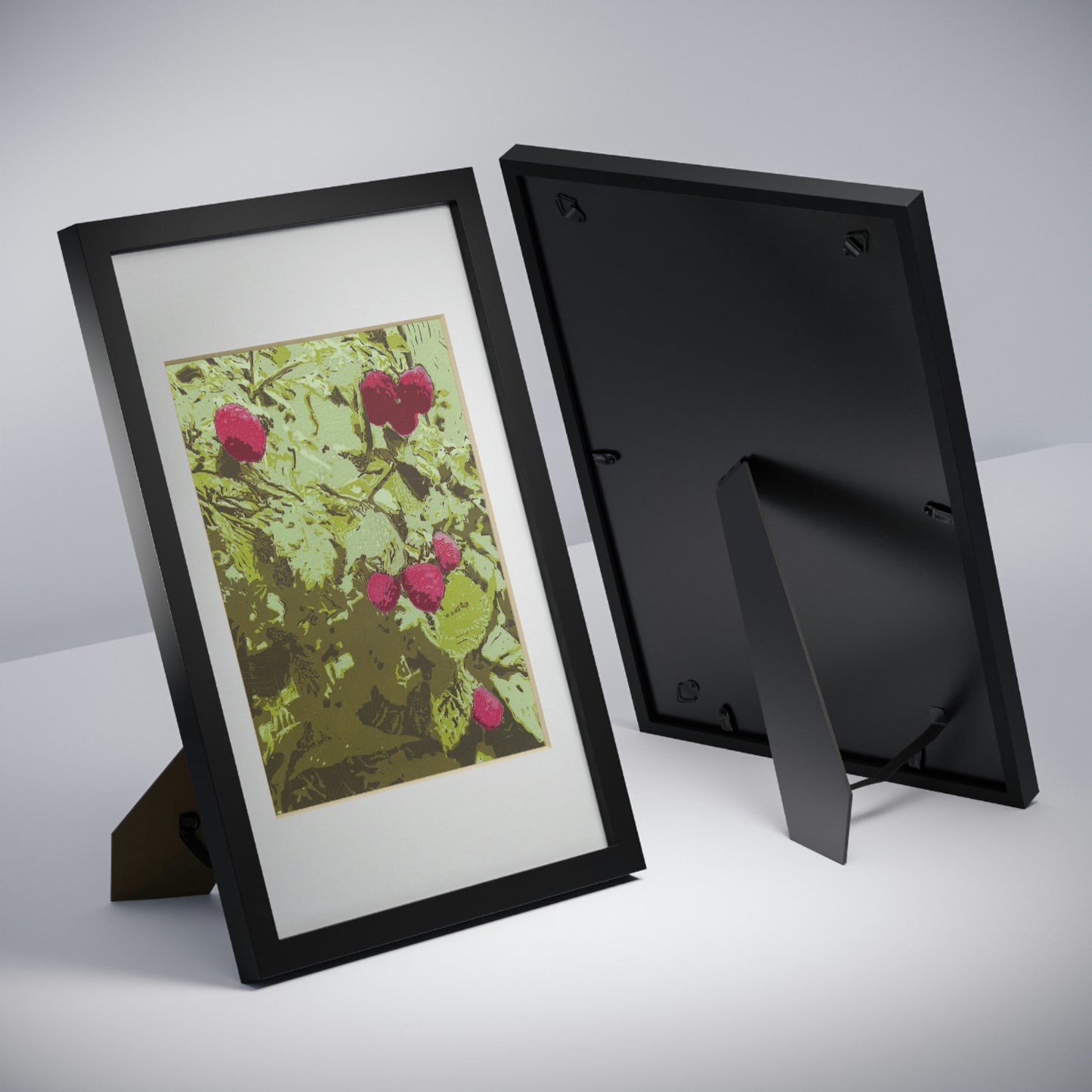 Raspberries Framed Posters, Black