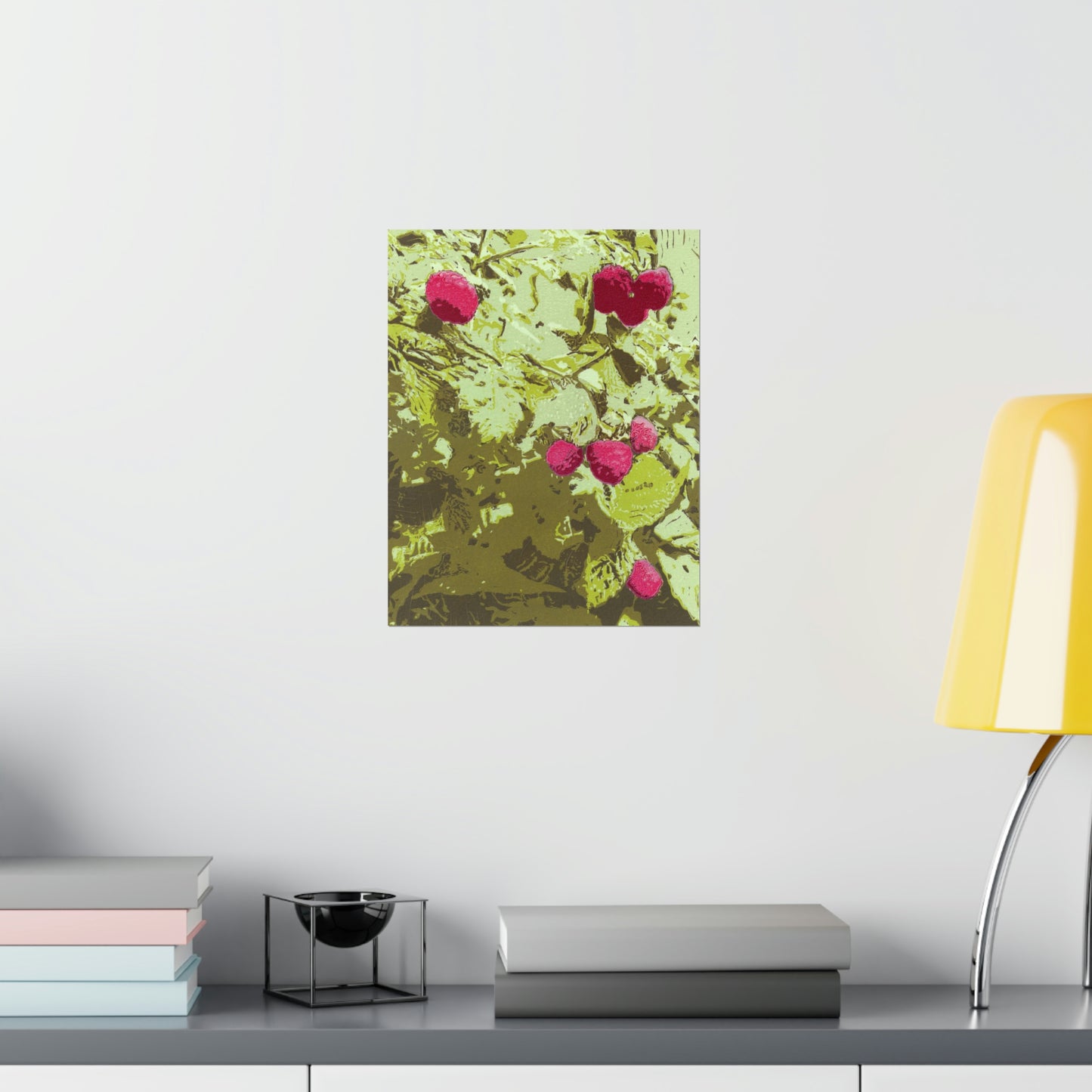 Raspberries Relief Print Poster