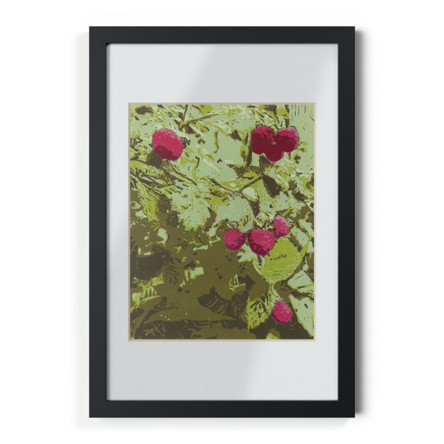 Raspberries Framed Posters, Black