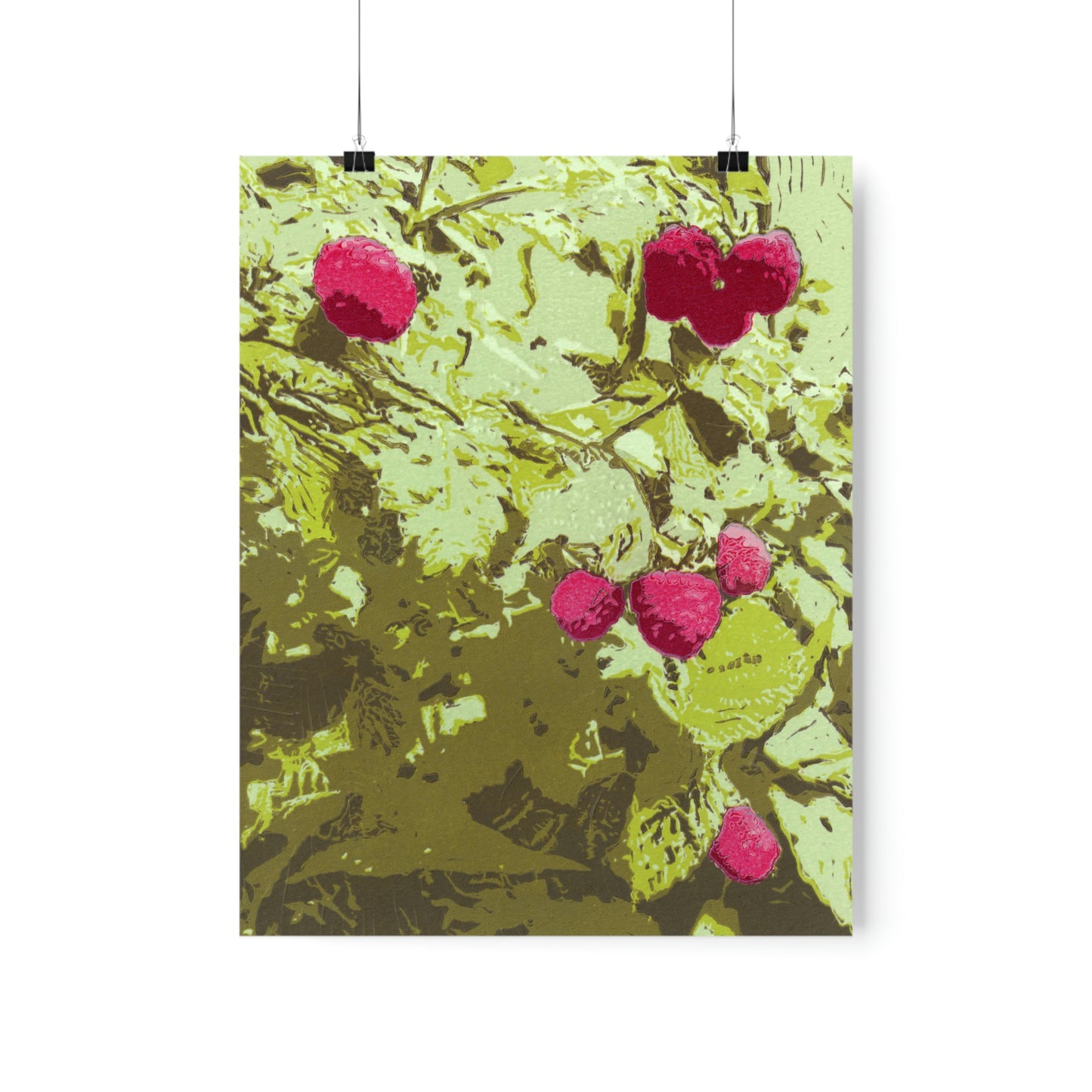 Raspberries Relief Print Poster