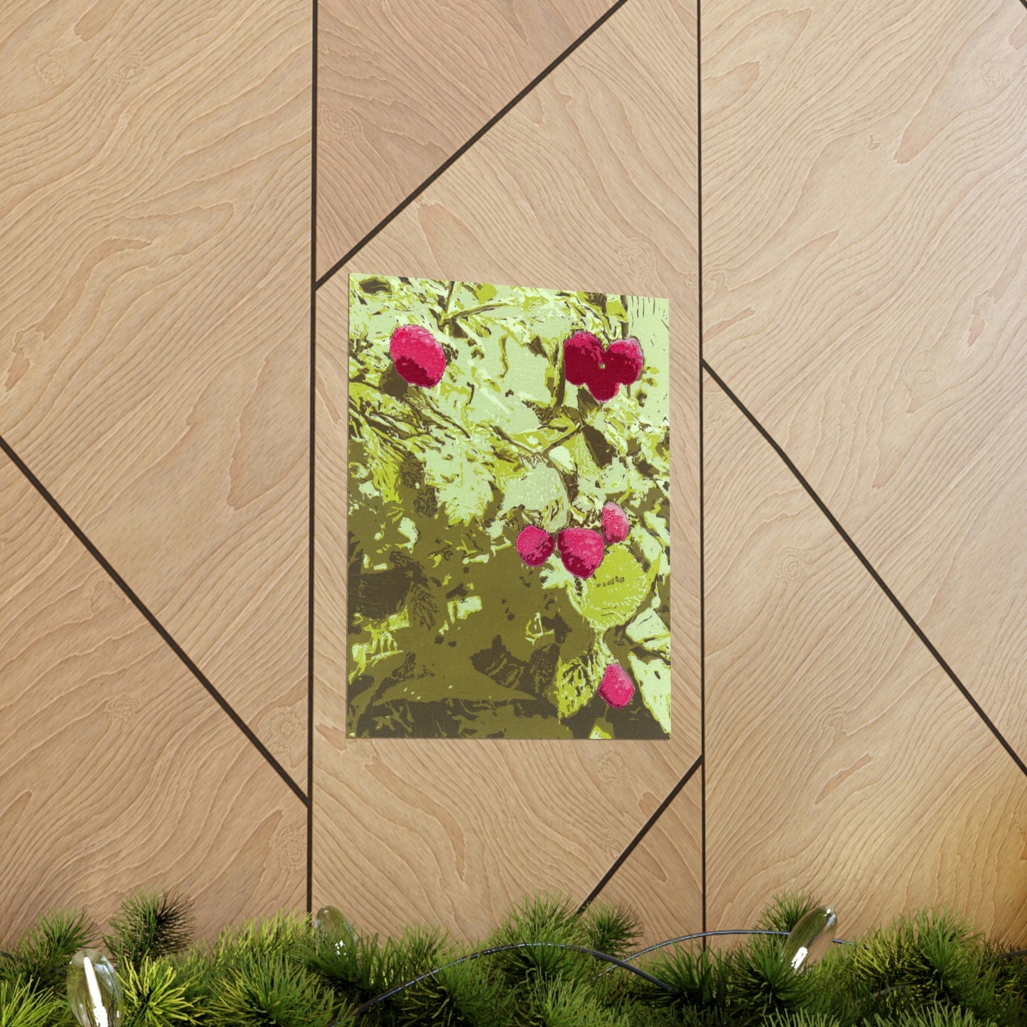 Raspberries Relief Print Poster